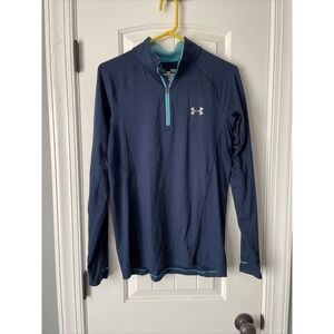 UNDER ARMOUR Pullover Women's Small Dark Blue Running Jacket 1/2 Zip Long-sleeve